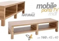 Mobile porta tv in mdf naturale tavolino basso cm 160 x 45 x 40 h