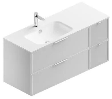 Mobile sottolavabo e lavabo Quadra bianco in mdf L 120 x H 57 x P 46 cm 1 vasca 4 cassetti