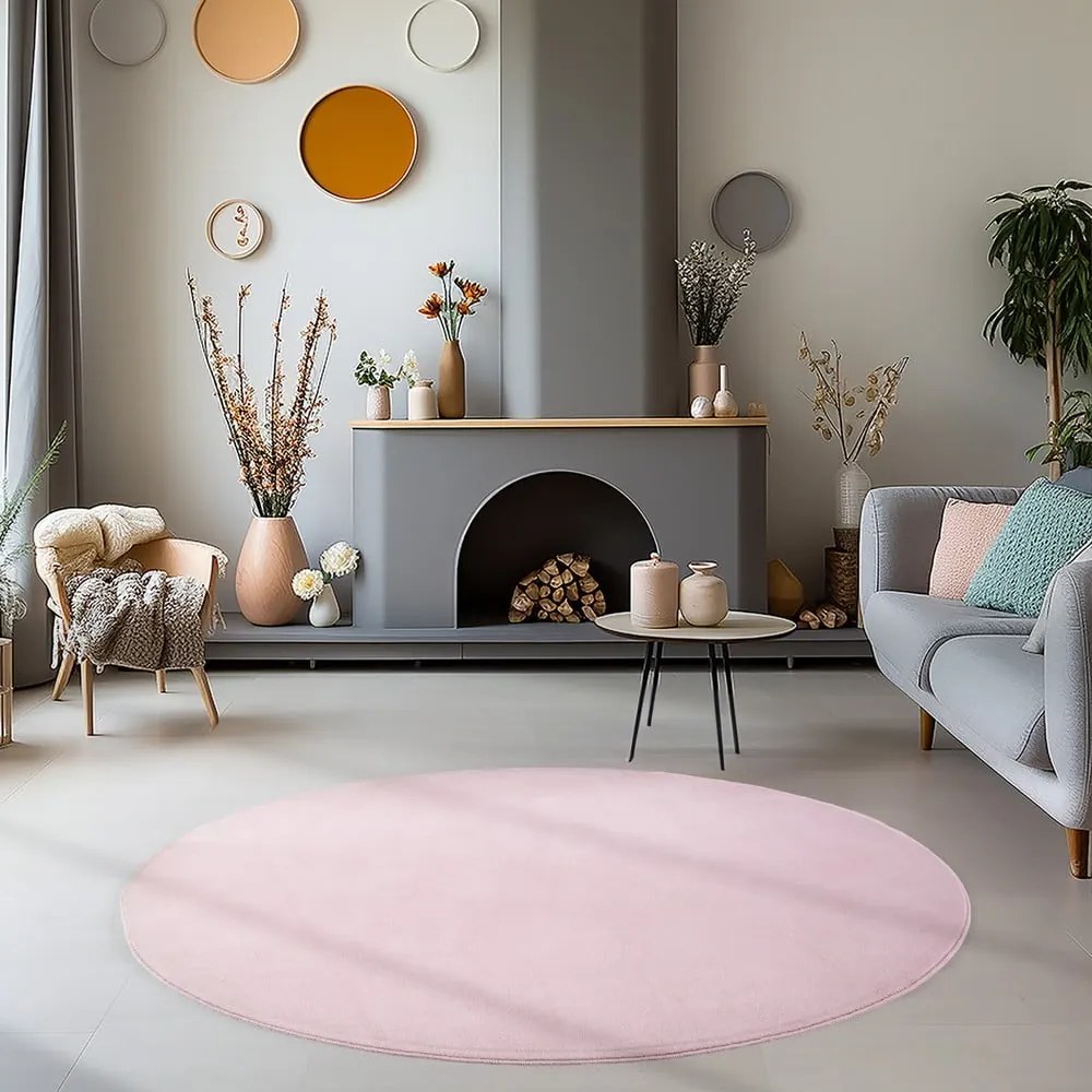 Tappeto rotondo lavabile rosa ø 200 cm Sky - Ayyildiz Carpets