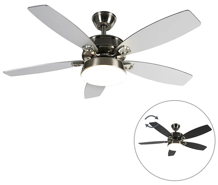 Ventilatore da soffitto in acciaio con telecomando incl. LED - Malaki
