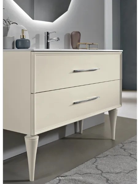 Mobile bagno moderno 100 cm - Avorio Opaco - 2 cassetti - Lavabo - CLASSIC