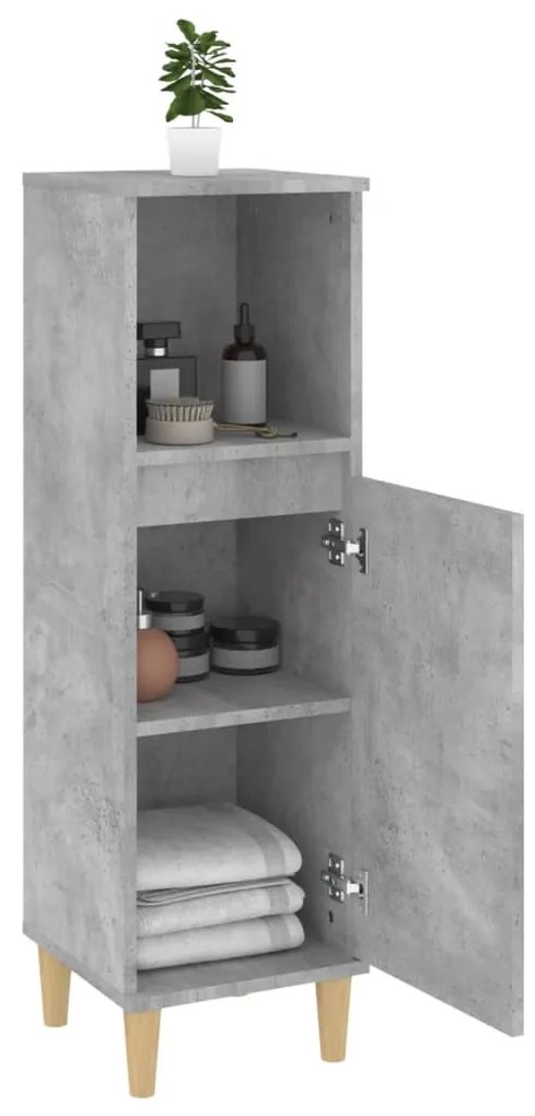 Armadietto bagno grigio cemento 30x30x100 cm legno multistrato