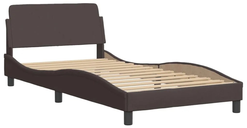 Letto con materasso marrone scuro 100x200 cm in tessuto