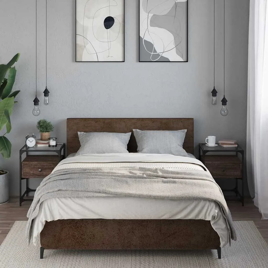 Comodini 2 Pz Rovere Marrone 40x40x55 Cm İn Legno Multistrato /