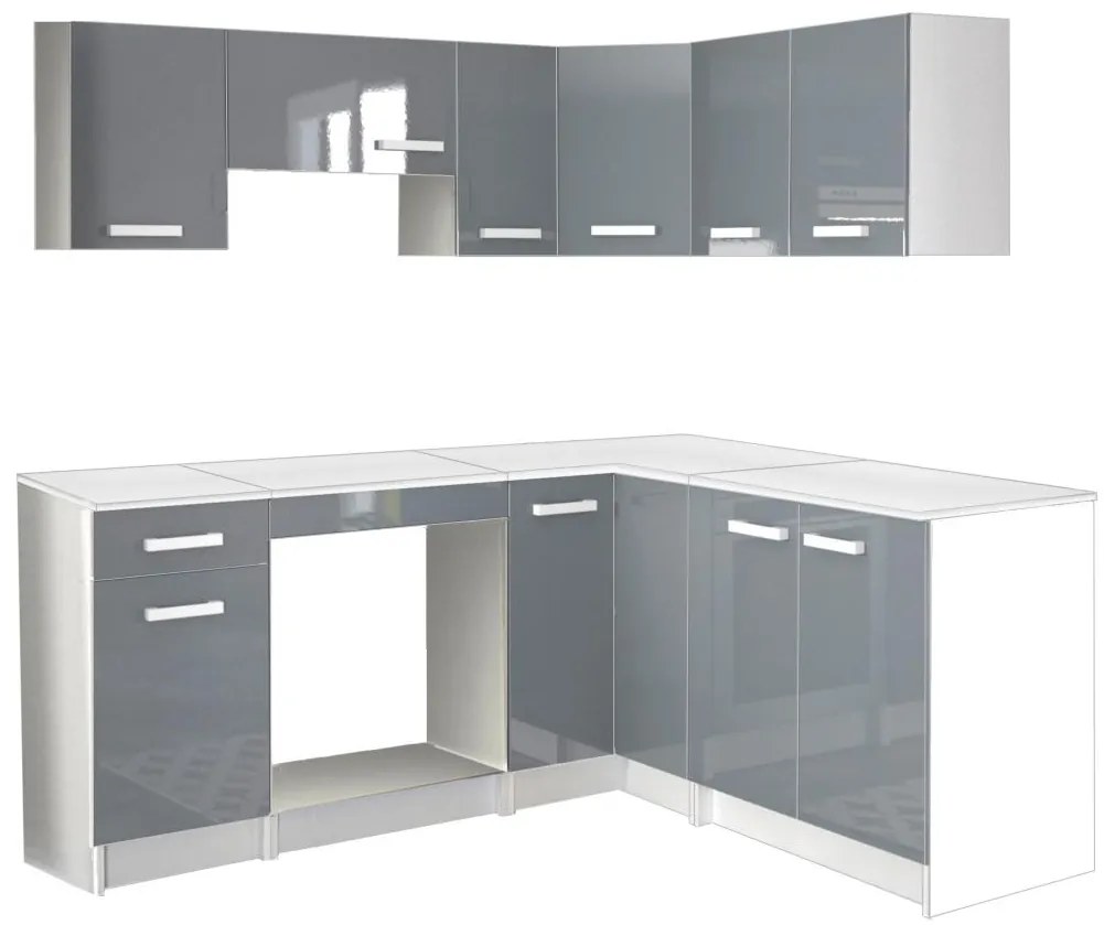 Cucina completa ad angolo 9 elementi portaoggetti Grigio e Bianco - TRATTORIA