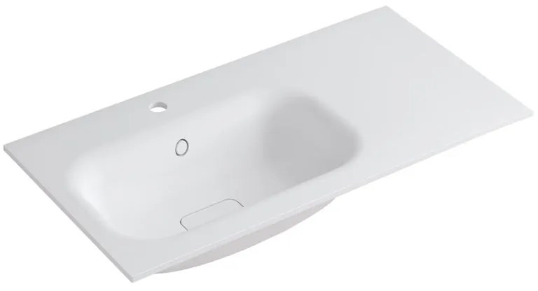 Lavabo a incasso rettangolare vasca a sinistra L 90.5 x H 15 x P 46 cm in resina bianco lucido