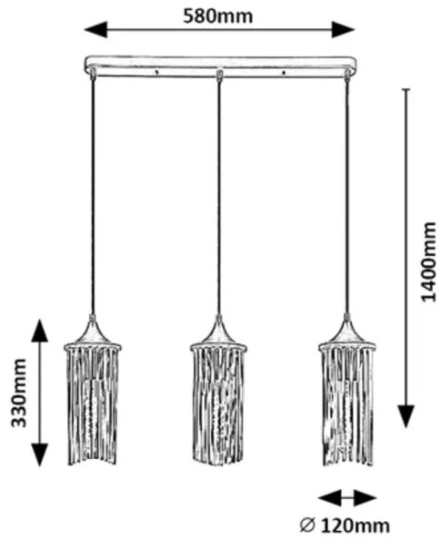 Rabalux 72153 - Lampadario a sospensione con filo ROXAS 3xE27/40W/230V