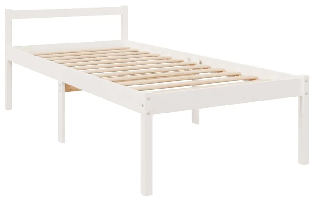 Letto per Anziani Bianco 75x190 cm Small Single Legno di Pino