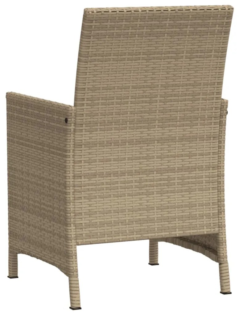 Set da Bistrò 3 pz con Cuscini Beige in Polyrattan