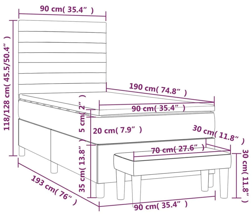 Giroletto a Molle con Materasso Blu 90x190 cm in Tessuto