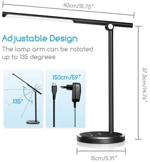 Aigostar - Lampada da tavolo LED dimmerabile con funzione Touch LED/8W/230V 3000-6000K nero