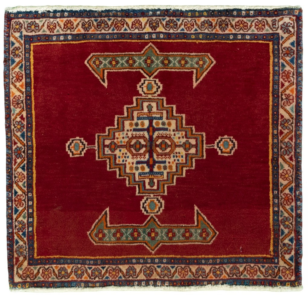 Shiraz Tappeto 60x60 Rosso (Iran) Annodato A Mano
