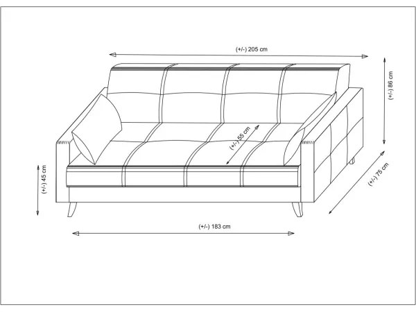 Divano letto 3 posti KORFU grigio scuro
