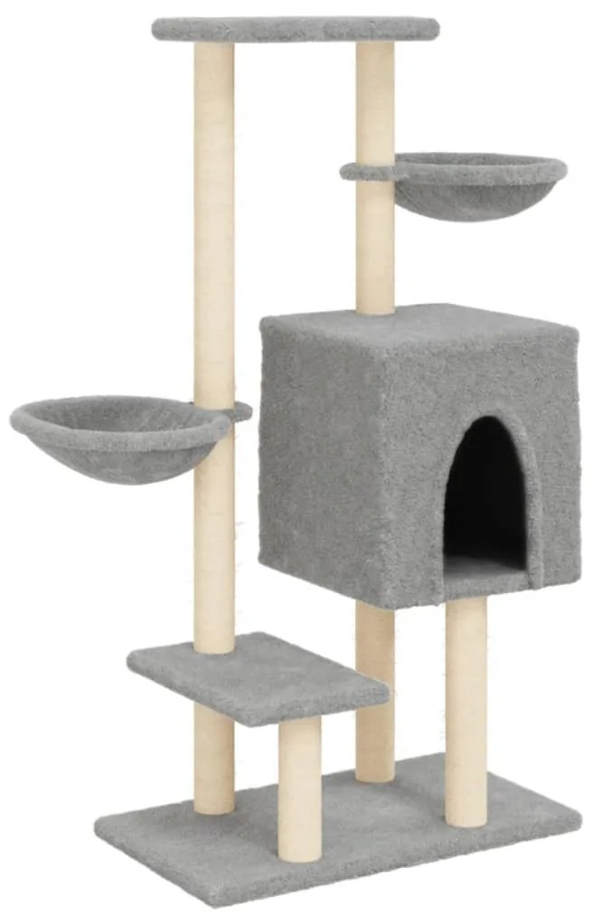 Albero per gatti con tiragraffi in sisal grigio chiaro 117 cm