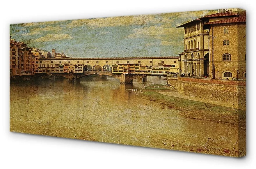 Quadro su tela Italia Bridges River Buildings 100x50 cm