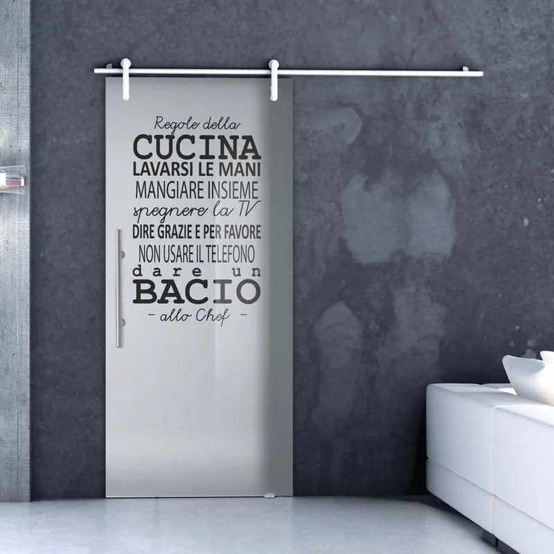 Porta scorrevole Regole in alluminio bianco e grigio, L 96 x H 215 cm Destra