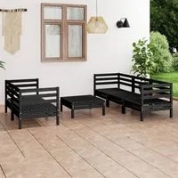 Set Divani da Giardino 6 pz Nero in Legno Massello di Pino cod mxl 39404