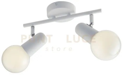 Spot punto bianco 2 luci attacco e27 32x10x14cm in metallo