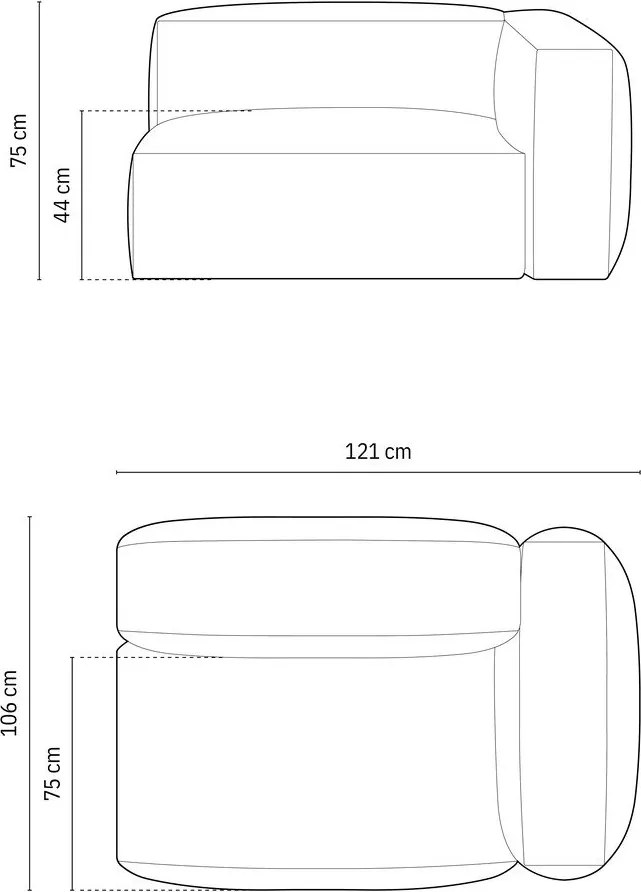 Parte divano componibile grigio (con penisola a destra) con rivestimento in velluto Martina – Micadoni