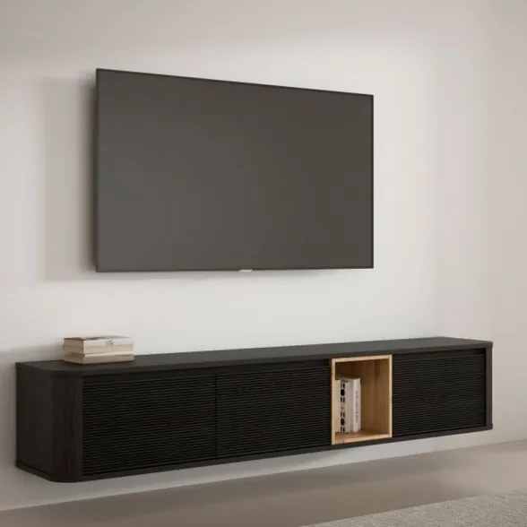 Mobile TV Sospeso 3 Ante 215x40x40 Con Vano A Giorno Lehman Rovere Scuro