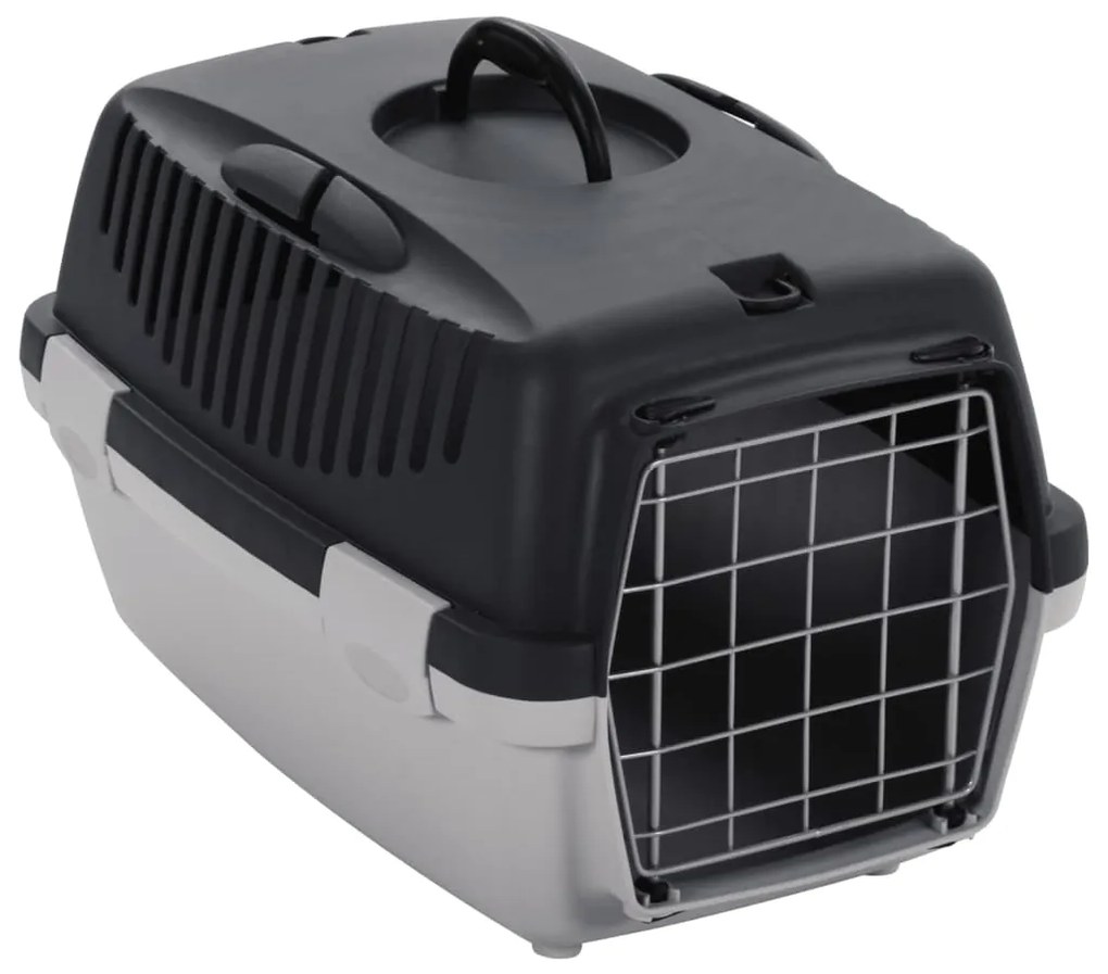 Trasportino per Animali Domestici Grigio e Nero 48x32x31 cm PP