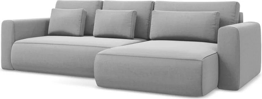 Divano angolare grigio chiaro allungabile/con contenitore (con penisola a destra/con chaise lounge) con rivestimento in velluto Kapua – Makamii