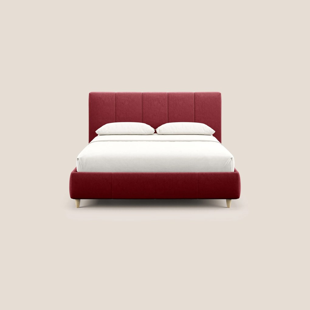 Laura letto imbottito contenitore e sfoderabile in microfibra velluto impermeabile T09