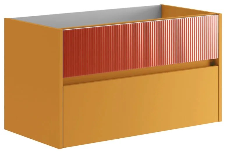 Mobile da bagno sospeso sotto lavabo L 89.5 x H 50 x P 45.5 cm beige laccato opaco, 2 cassetti Niwa