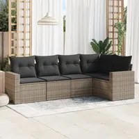 Set Divano da Giardino 5 pz con Cuscini Grigio in Polyrattan 3218920