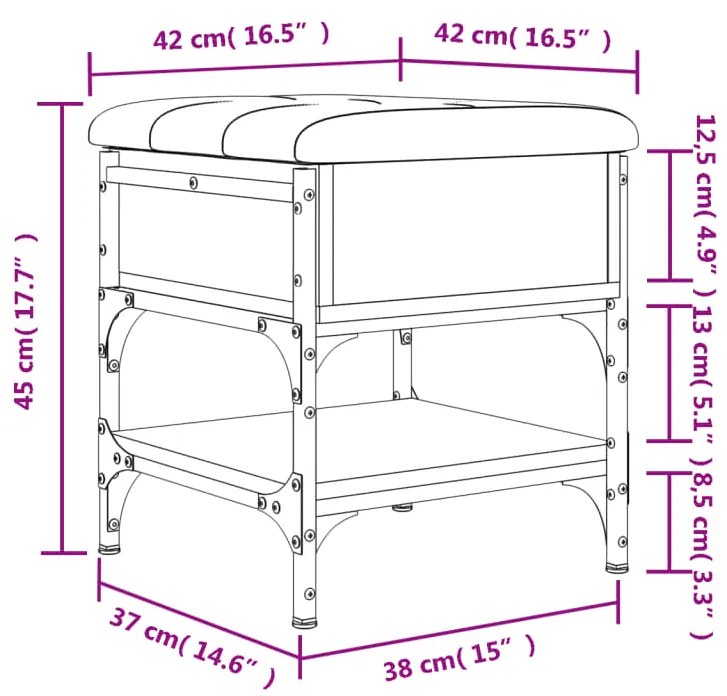 Panca Porta Scarpe Rovere Sonoma 42x42x45 cm Legno Multistrato