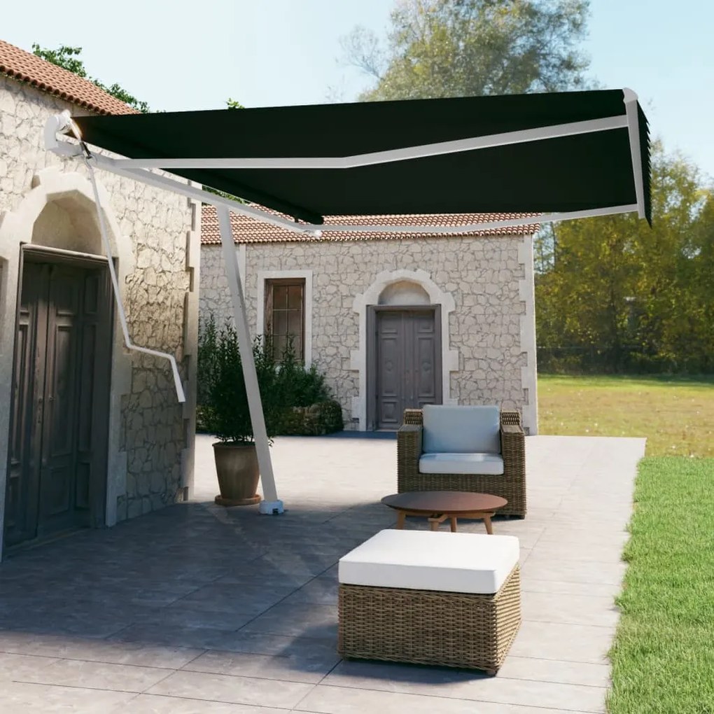 Tenda Sole Retrattile Automatica Con Palo 500x350 Cm Antracite /