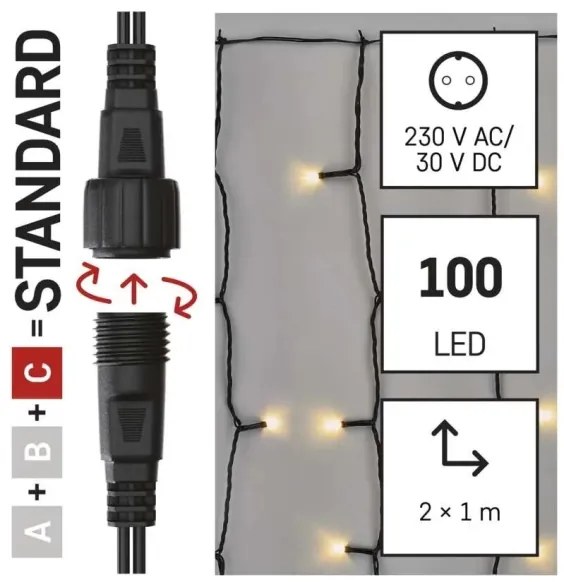 Catena LED natalizia da esterno 100xLED/1x2m IP44 bianco caldo