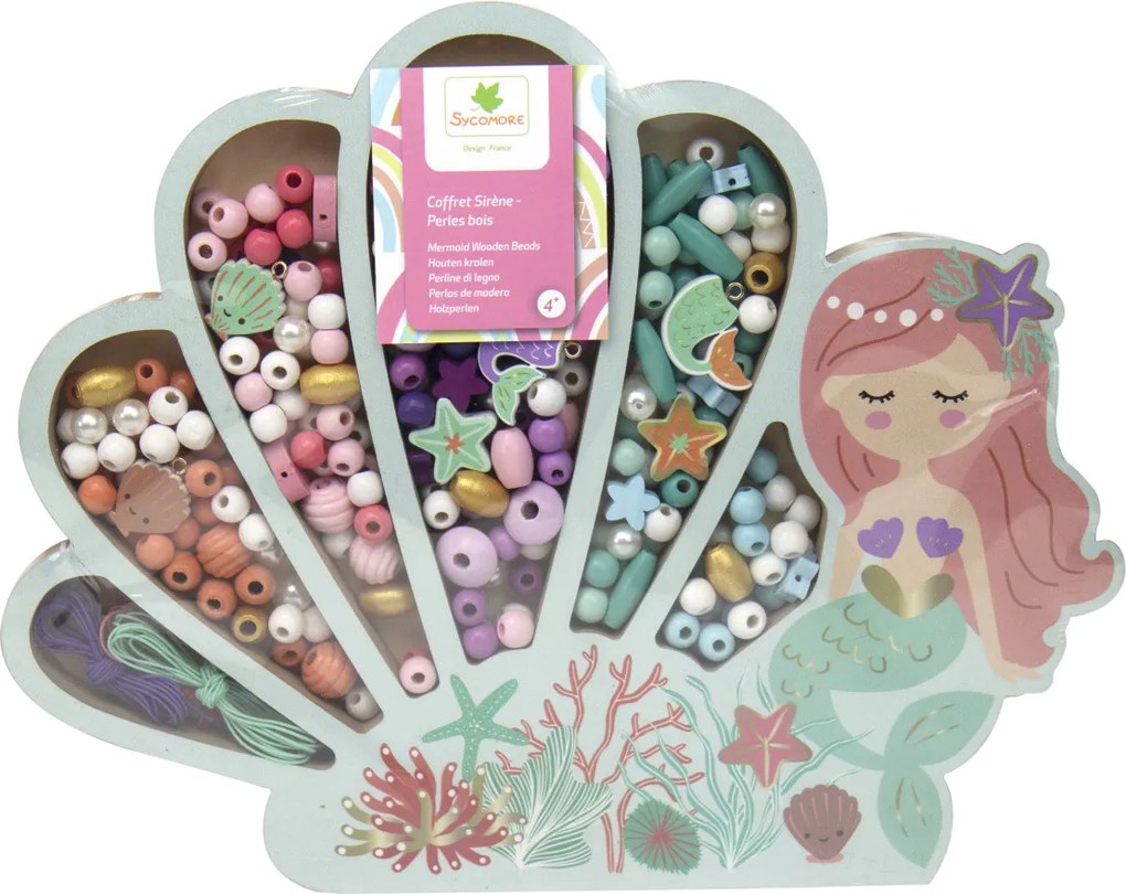 Perline di legno colori pastello - Sirena, 400 pezzi