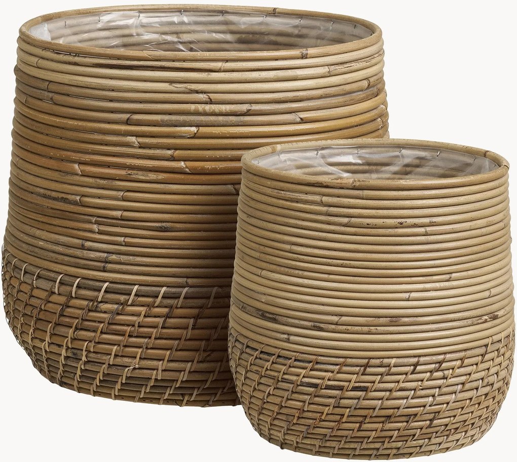 Set di 2 fioriere in rattan Moro