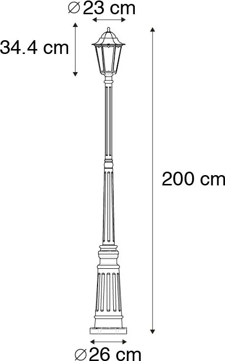 Lanterna da esterno classica nera 200 cm IP44 - Havana