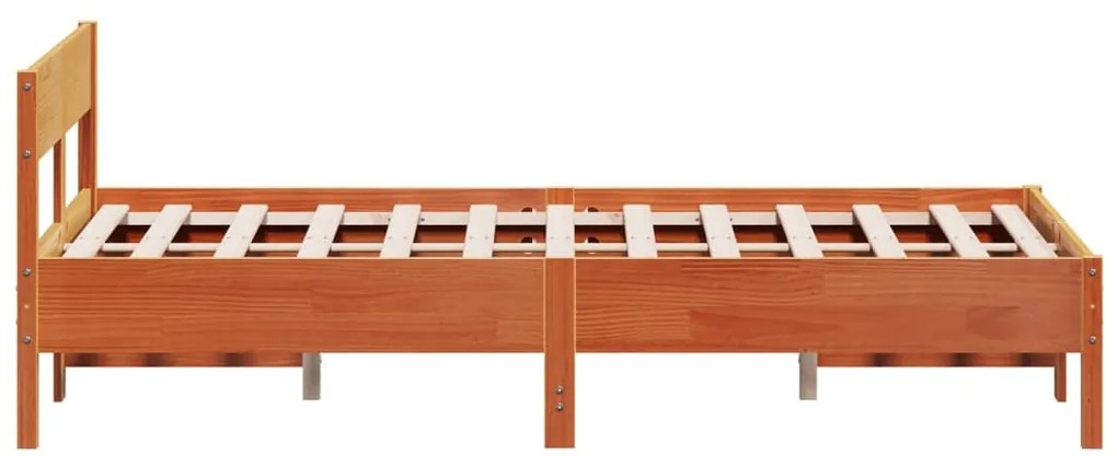 Giroletto con testiera marrone cera 140x190 cm massello pino