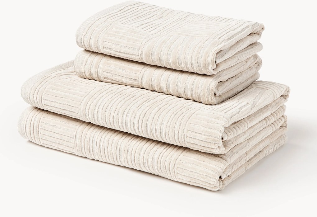 Set di asciugamani in velluto Petra, varie misure