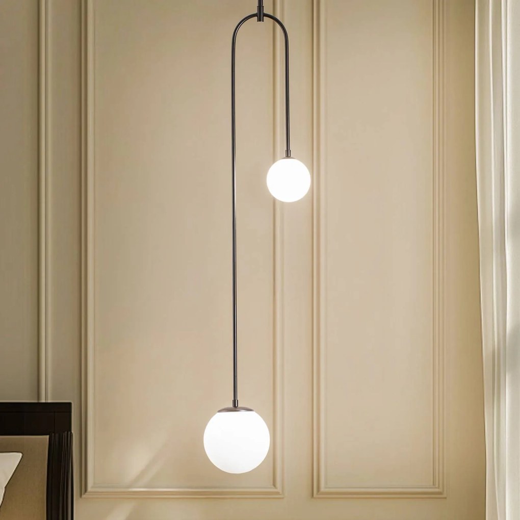 Avonni Lampada a sospensione AV-1897-2BSY 2 sfere in vetro, nero