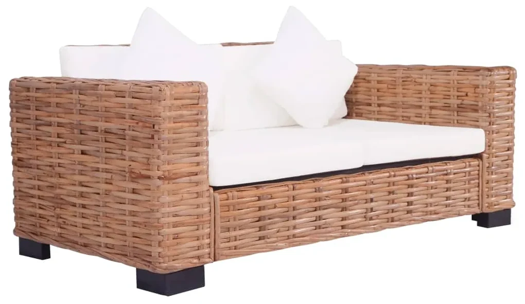 Set di divani da giardino con cuscini 2 pz in rattan naturale