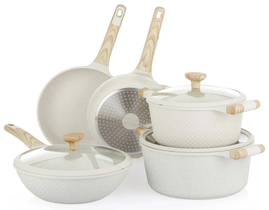 Batteria pentole 8 pezzi Bambù bianca