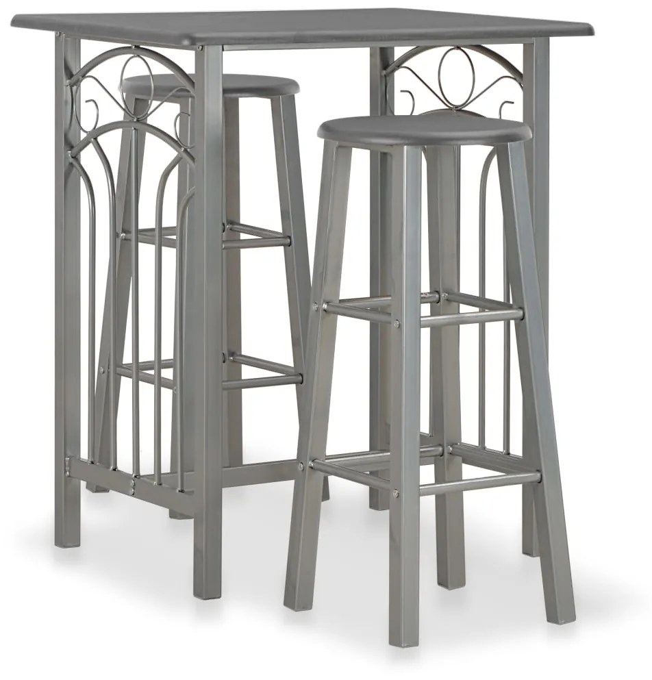 Set Da Bar 3 Pz İn Legno E Acciaio Antracite /