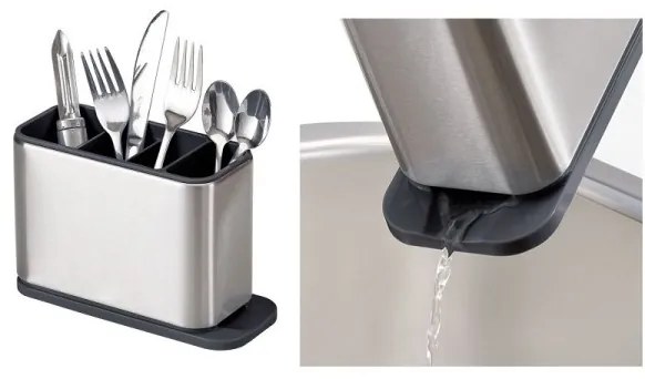 Trade Shop - Portaposate 4 Scomparti 7007 Scola Acqua Contenitore Acciaio Per Utensili Cucina