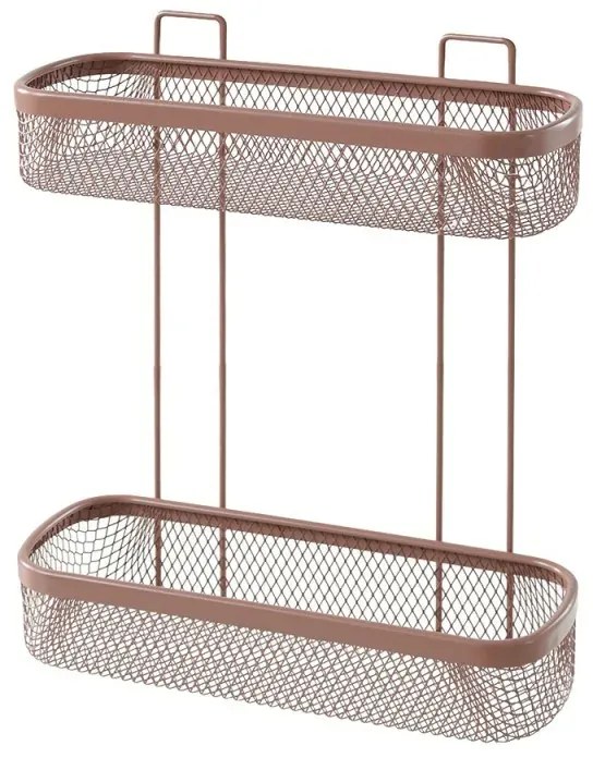 Mensola bagno rettangolare mocha in acciaio con 2 ripiani – Taki