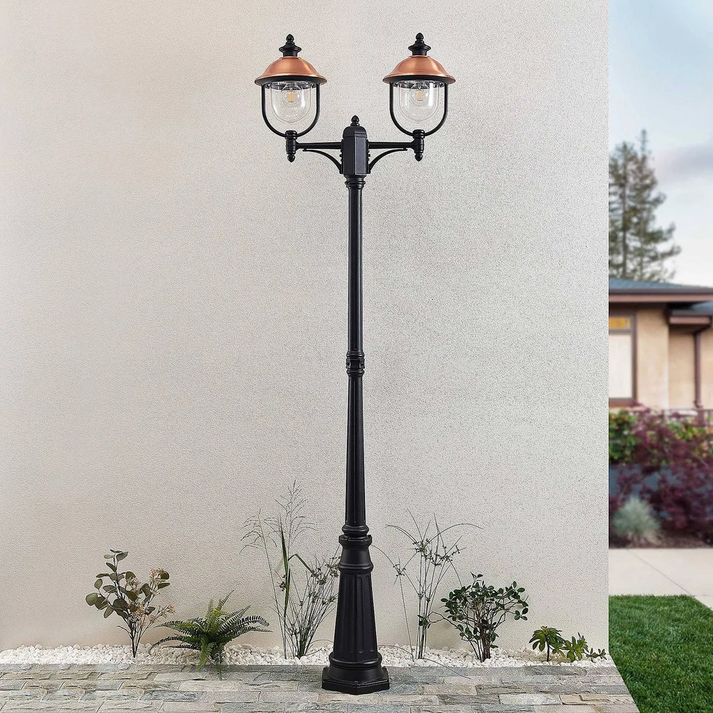 Lindby lampada da esterno Clint, 225 cm, a 2 luci, resistente all'acqua di Clint Lindby, dimmerabile, Rame, Alluminio, Vintage