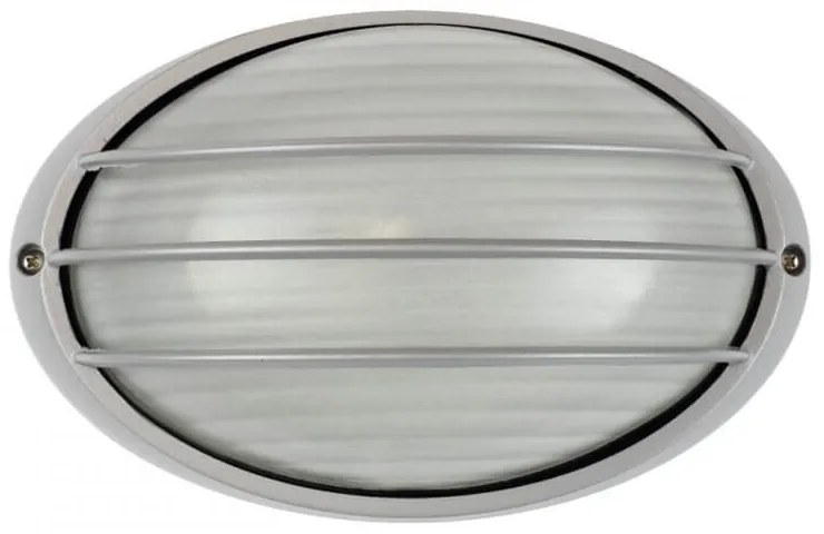 Plafoniera E27 IP54, Grigia, 214x142mm con Griglia Colore Grigio
