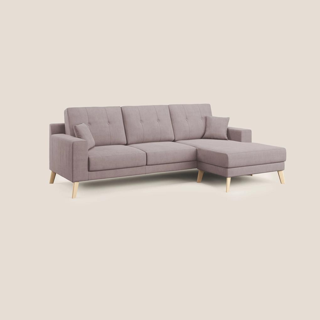 Danish divano angolare REVERSIBILE in tessuto morbido impermeabile T02 rosa X