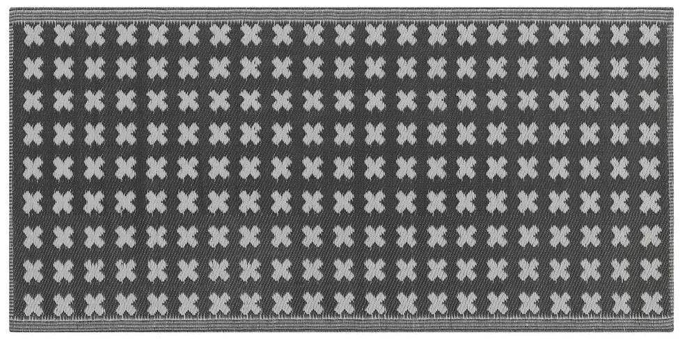 Tappeto da esterno nero con motivo geometrico 90 x 180 cm ROHTAK Beliani