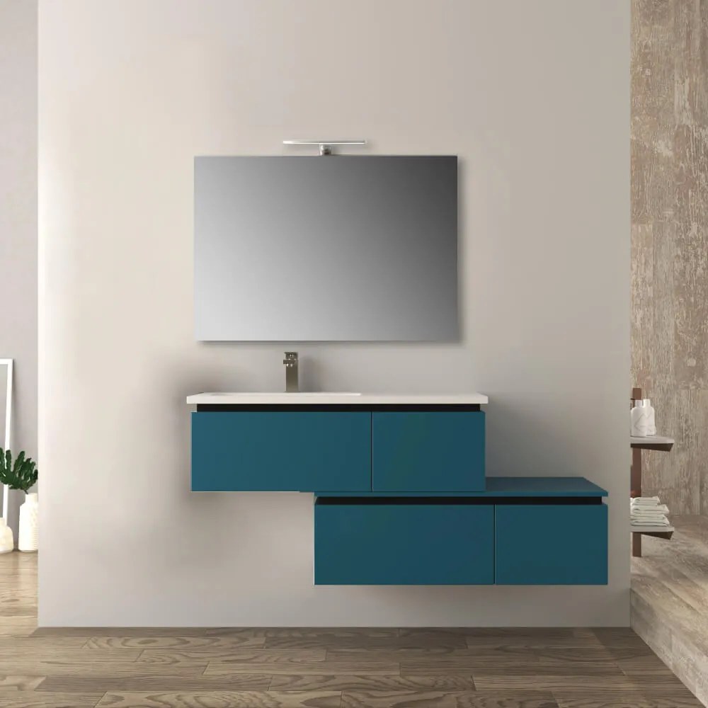 Mobile bagno blu petrolio 140 cm sospeso Slide