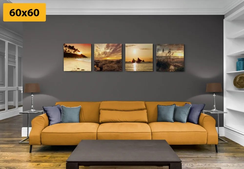 Set di quadri – Tramonto incantevole al mare