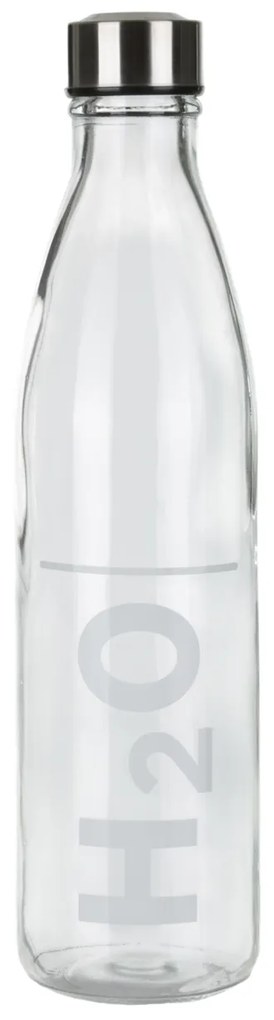 Bottiglia acqua vetro 1 L scritta H20 Aqualuxe